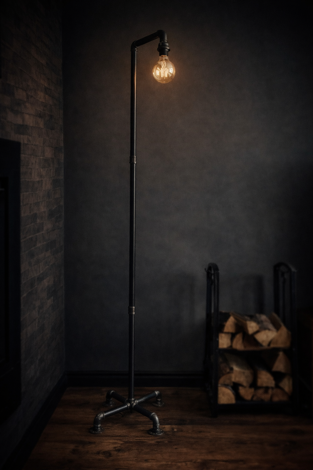 Industrial Pipe Floor Lamp – Steampunk Edison Standing Lamp – Vintage Loft Style Lighting
