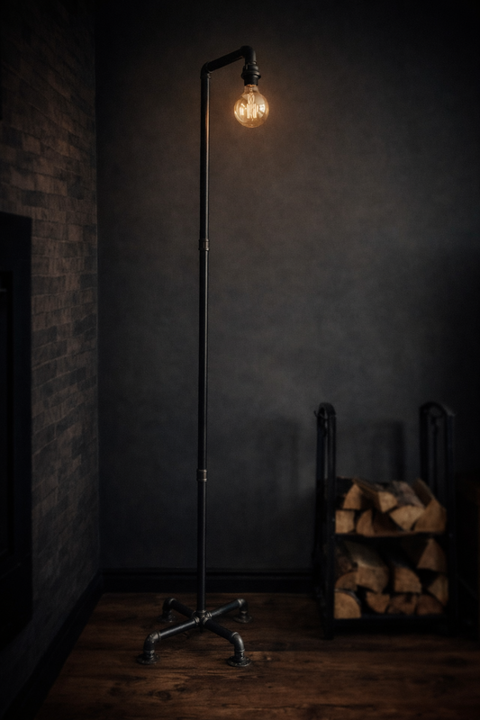 Industrial Pipe Floor Lamp – Steampunk Edison Standing Lamp – Vintage Loft Style Lighting