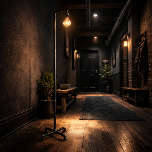 Industrial Pipe Floor Lamp – Steampunk Edison Standing Lamp – Vintage Loft Style Lighting
