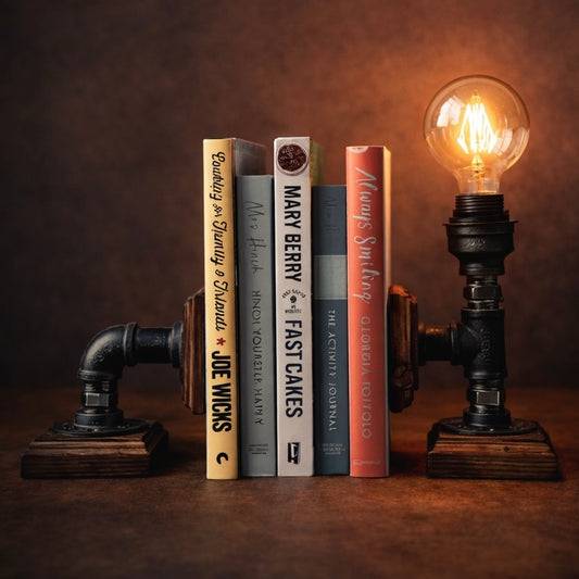 Industrial Pipe Lamp Bookend | Steampunk Bookend Lamp | Edison Bulb Desk Lamp | Rustic Pipe Lighting | Industrial Home Decor