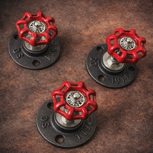Industrial Valve Wall Hooks Set of 3, Cast Iron Steampunk Coat Hooks